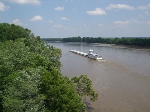 Missouri river tug and barges