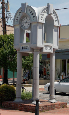 Clock tower in Ward Sinclair Plaza Takoma Park