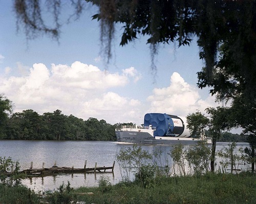 Pearl River barge transporting Saturn V